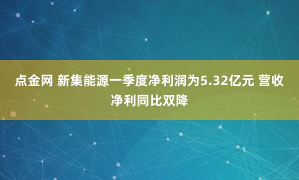 点金网 新集能源一季度净利润为5.32亿元 营收净利同比双降