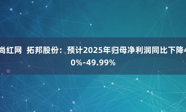 尚红网  拓邦股份：预计2025年归母净利润同比下降40%-49.99%