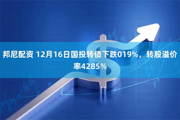 邦尼配资 12月16日国投转债下跌019%，转股溢价率4285%